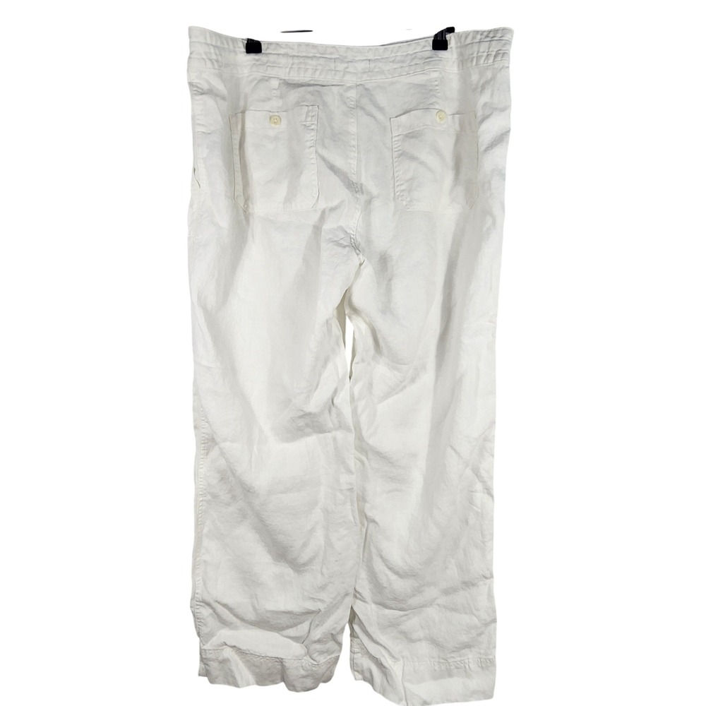 Lauren Ralph Lauren Black Label Linen Drawstring Pants Womens 16W White Wide Leg
